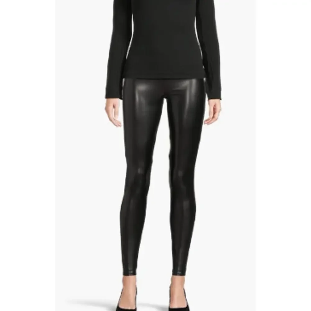 Red Hot by Spanx Very Black Faux Leather Leggings NEW Womens Medium Tight Party